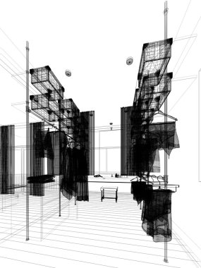 soyut kroki tasarımı iç gömme dolap