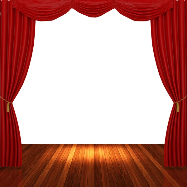 Stage with red curtains and spotlight. — Stock Photo, Image