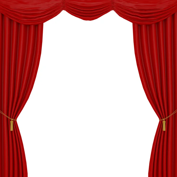 Red curtains on a white background — Stock Photo, Image