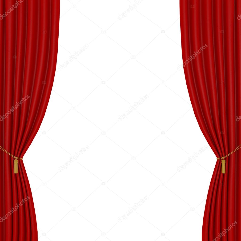red curtains on a white background