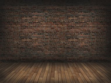 concrtete duvar ahşap zemin, 3d ile kapıya