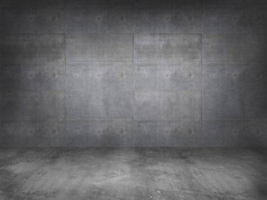 beton duvarla beton zemin, 3d