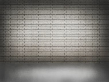tuğla duvar beton zemin, 3d ile