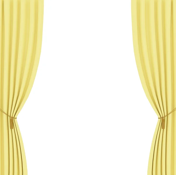 Cortinas amarelas em um fundo branco — Fotografia de Stock