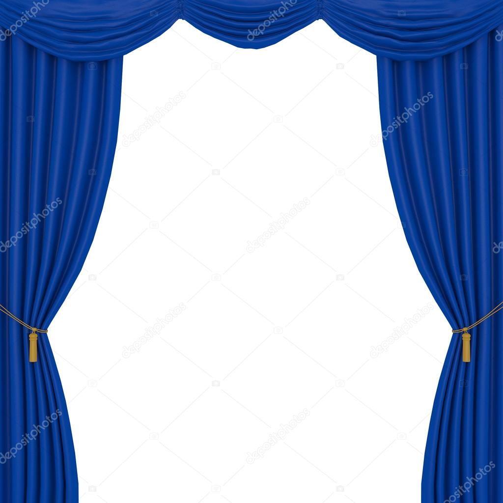 blue curtains on a white background