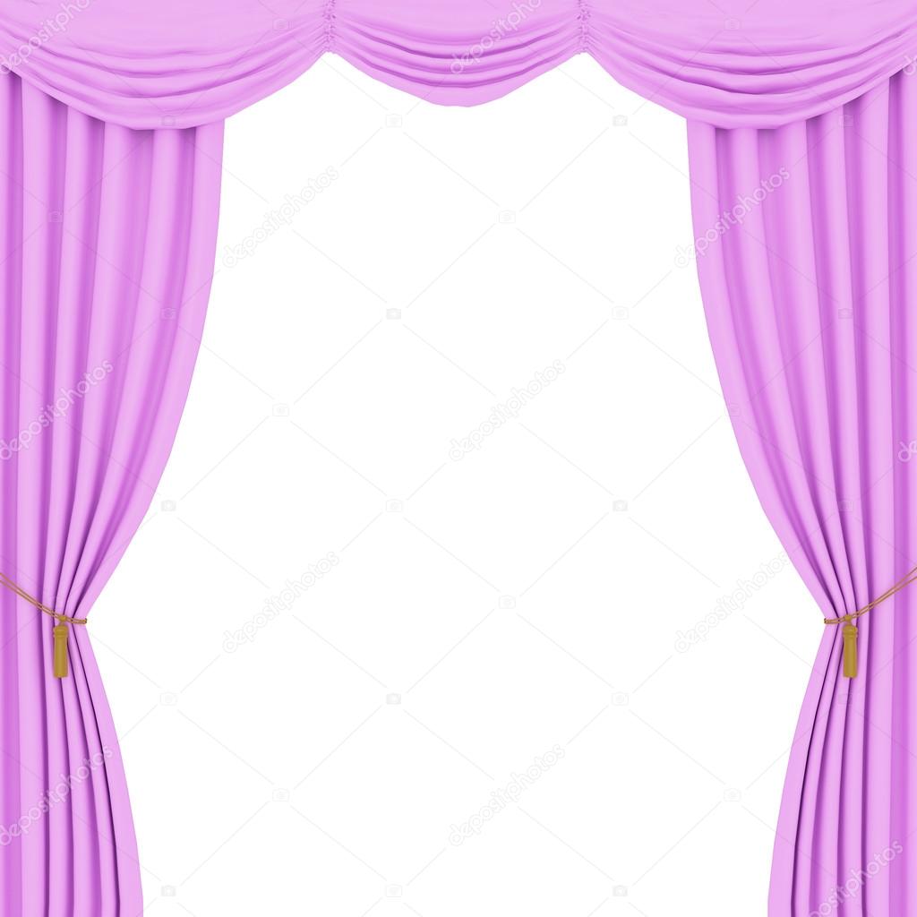 pink curtains on a white background