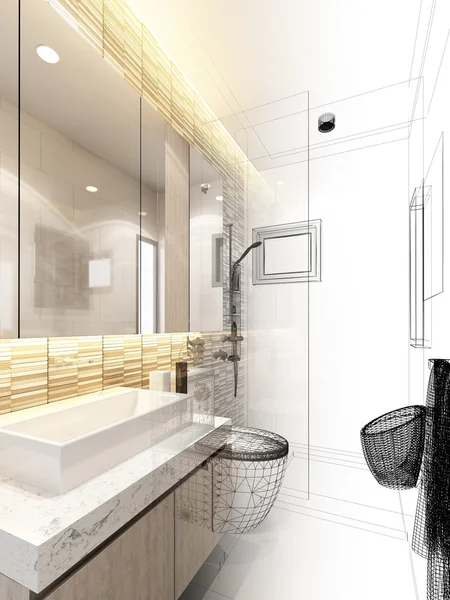 室内卫生间的 3d 渲染 — 图库照片