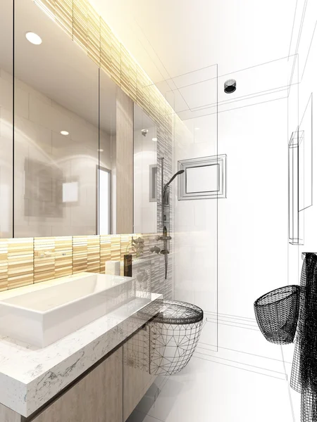 3d renderizado de baño interior —  Fotos de Stock