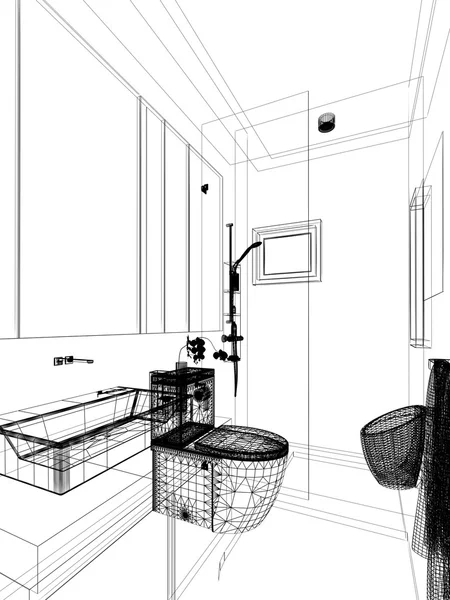3D καθιστούν του εσωτερικό μπάνιο — Φωτογραφία Αρχείου
