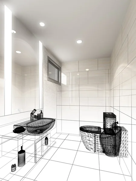 3d renderizado de baño interior — Foto de Stock