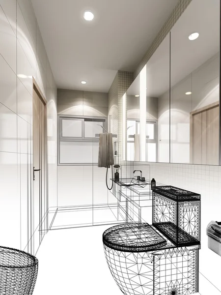 3D рендеринг внутренней ванной комнаты — стоковое фото