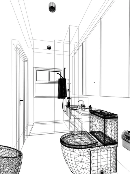 3D göra inredning badrum — Stockfoto