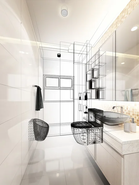 Belső fürdőszoba 3D render — Stock Fotó