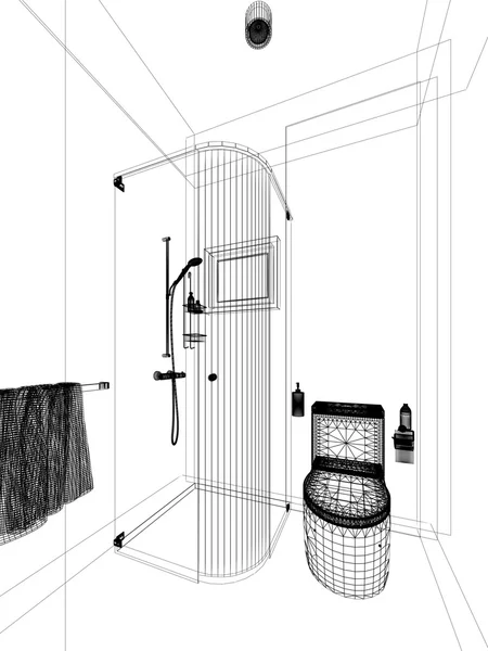 Belső fürdőszoba 3D render — Stock Fotó