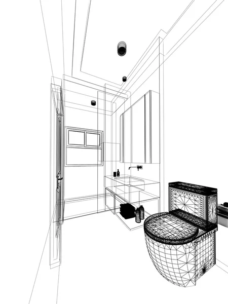 3d rendu de salle de bain intérieure — Photo