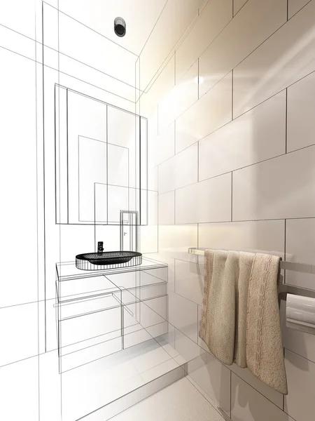 3d renderizado de baño interior —  Fotos de Stock