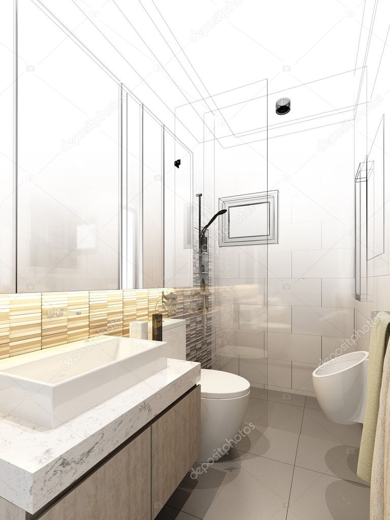 3d render of interior bathroom