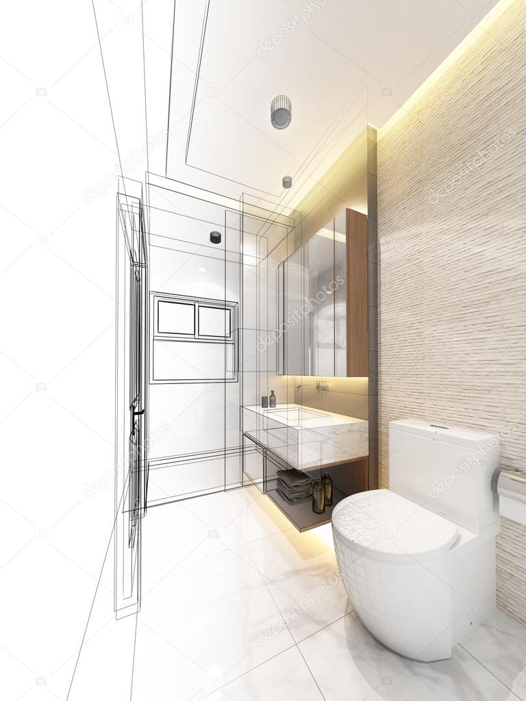 3d render of interior bathroom