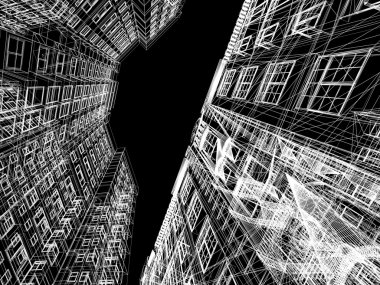 3d mimari soyut tel kafes.