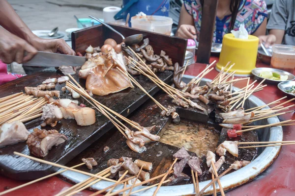Pig tail- Myanmar street food in Yangon, Burma — Stock Photo, Image