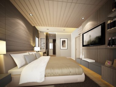 3D render iç yatak odası