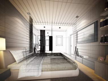 soyut kroki tasarımı iç yatak odası