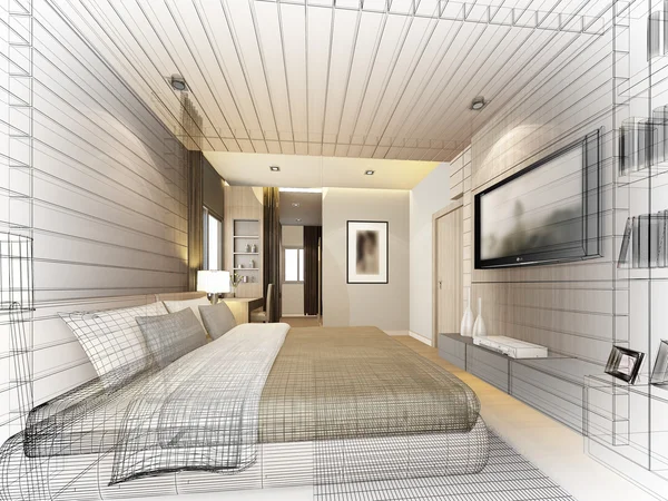 Diseño abstracto del boceto del dormitorio interior — Foto de Stock