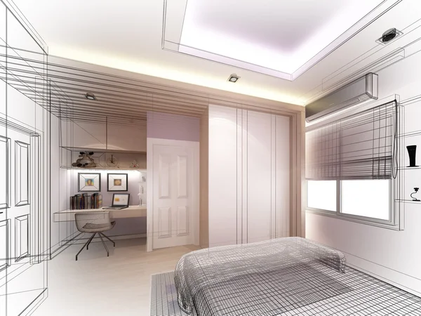 Abstract sketch design of interior bedroom — Stock Photo, Image