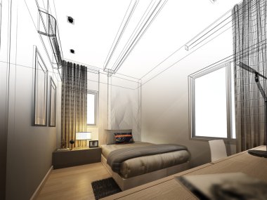 soyut kroki tasarımı iç yatak odası