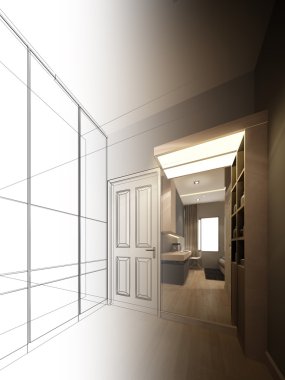 soyut kroki tasarımı iç yatak odası