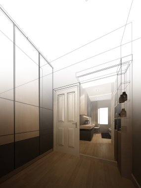 soyut kroki tasarımı iç yatak odası