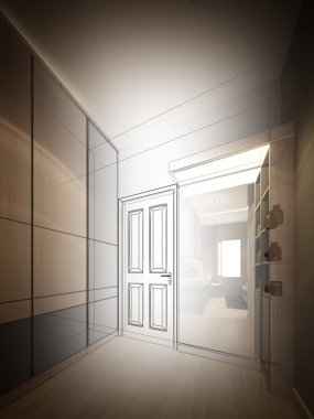 soyut kroki tasarımı iç yatak odası