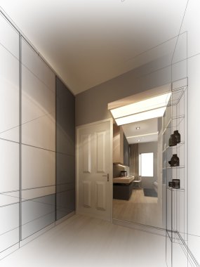 soyut kroki tasarımı iç yatak odası