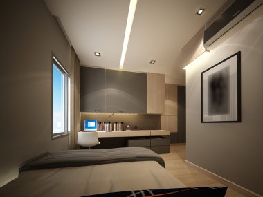 3D render iç yatak odası
