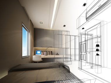 soyut kroki tasarımı iç yatak odası