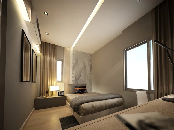 3D-rendering van interieur slaapkamer — Stockfoto