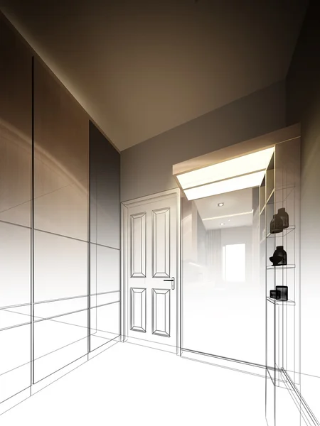 Diseño abstracto del boceto del dormitorio interior —  Fotos de Stock