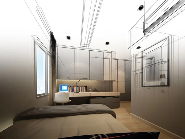 Abstract sketch design of interior bedroom — Stock Photo, Image