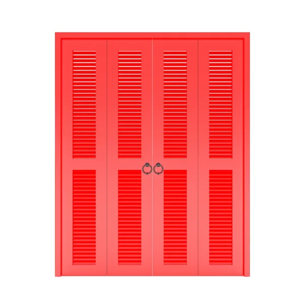 Puerta plegable roja con parrilla, 3d — Foto de Stock