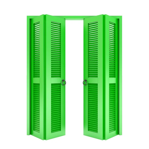 Puerta plegable verde con parrilla, 3d — Foto de Stock