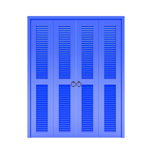 Porte pliante bleue avec grill, 3d — Photo