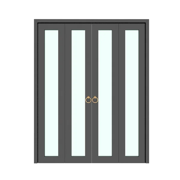 Czarny drzwi składane z grillem, 3d — Zdjęcie stockowe