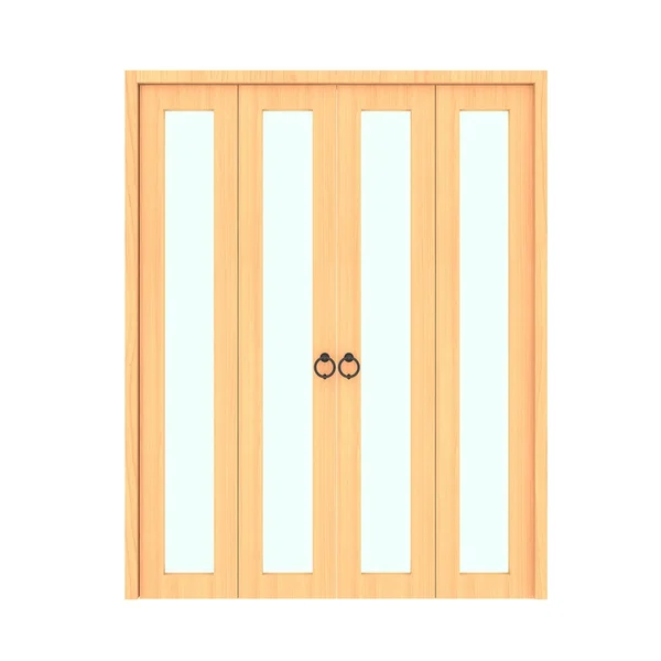 Puerta plegable de madera con parrilla, 3d — Foto de Stock