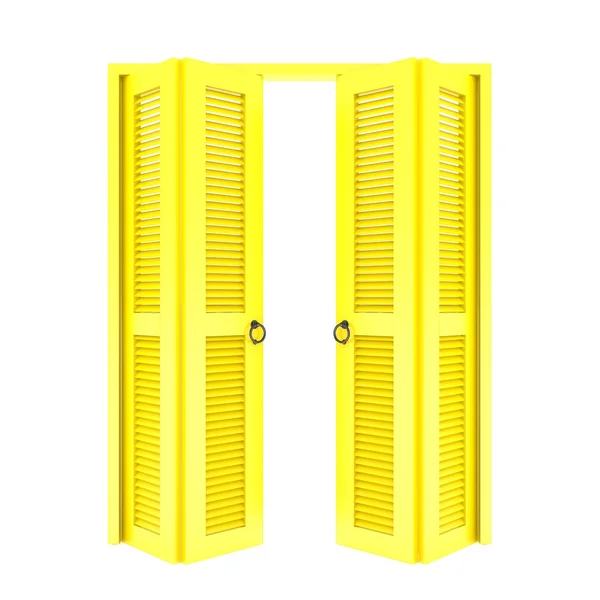 ग्रिल, 3 डी सह पिवळा फोल्डिंग दरवाजा — स्टॉक फोटो, इमेज