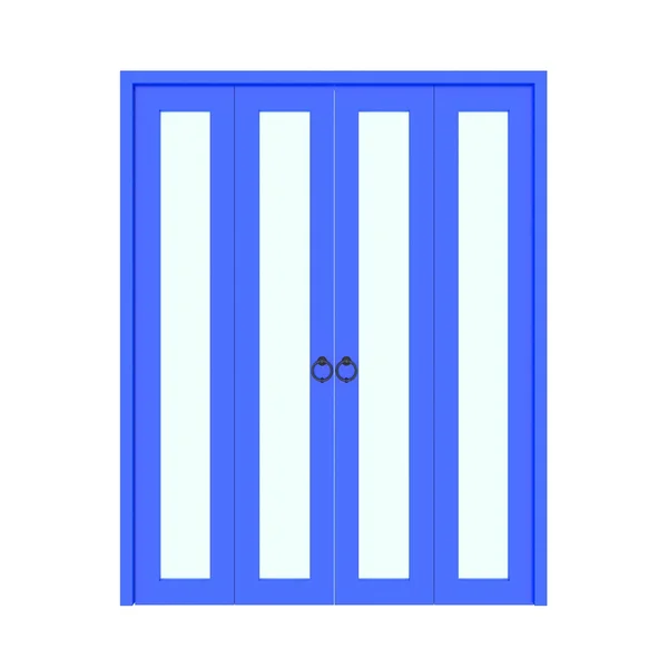 Porta dobrável azul com grade, 3d — Fotografia de Stock