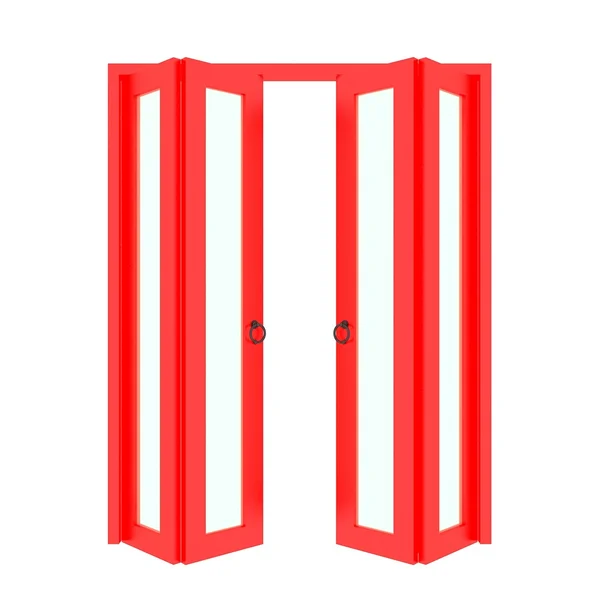 Porte pliante rouge avec grill, 3d — Photo