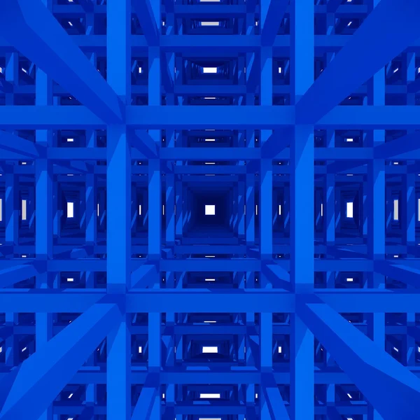 3d сині стовпчики і промінь, архітектурний фон . — стокове фото