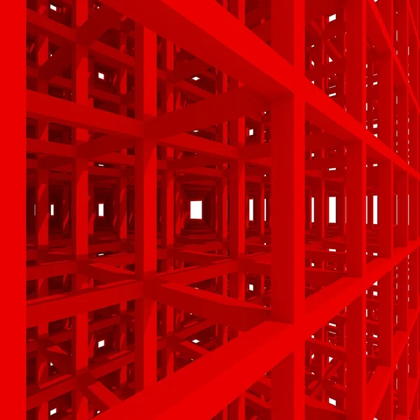 3D kırmızı sütunlar ve ışın, mimari arka plan. — Stok fotoğraf