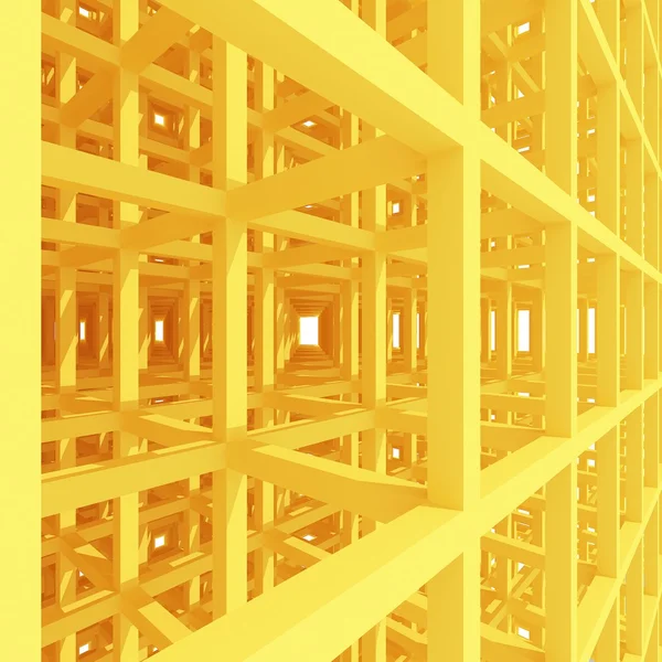 3D sarı sütunlar ve ışın, mimari arka plan. — Stok fotoğraf