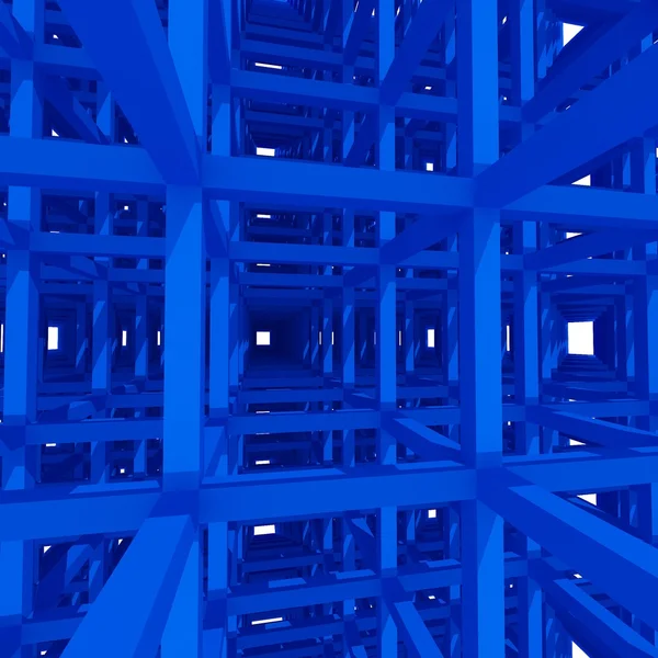 3d 蓝色柱和梁，建筑背景. — 图库照片